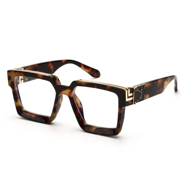 Nytt lyxvarumärke Designer fyrkantiga överdimensionerade solglasögon Herr Kvinnor 2022 Mode Tjocka Bågar Glasögon Herr UV400 Manlig Kändis C7 Leopard Frame As picture