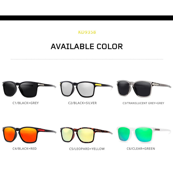 KDEAM Unisex-Fit Design Solglasögon Polarized Clean Look Splittringsbeständiga Solglasögon Män Sport Shades lentes de sol C8