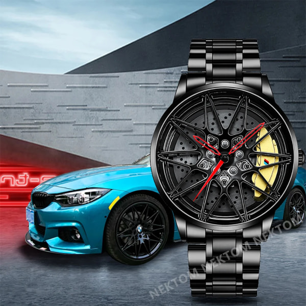 NEKTOM Rim Watch Hub Klockor Super Car Rim Watches Wheel Watch Vattentät Herr Klockor Man Watch Herr Wheel Armbandsur Klocka BMW-M4-Red