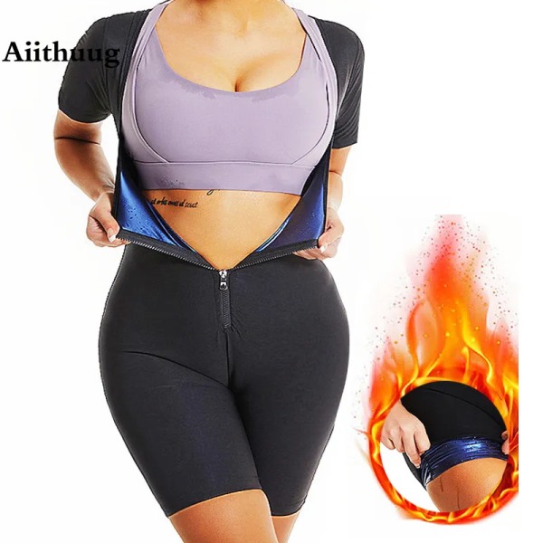 Aiithuug Bastu Svettdräkter Polymer Svettdräkt Waist trainer Varmsvettad Fettförbränningsdräkt Bantningskorsetter Viktminskningskorsett fat burn blue M