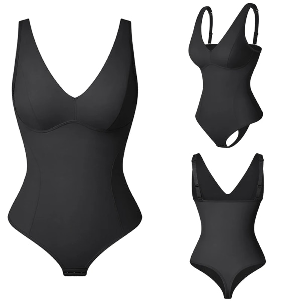 Helkroppsformare för kvinnor Shapewear Magekontroll Body Slimming Underkläder Waist trainer Body Shaper Ryggkontroll black S