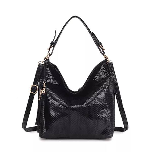 Guldmode Kvinnor Läderhandväskor Kvinnlig Axelväska Dam Lyxiga Handväskor Plånböcker och Handväskor Stor Crossbody-väska black