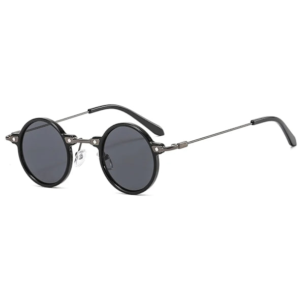 Nya små runda solglasögon Herr Kvinnor Retro Steam Punk Glasögon Gradient Clear Lens Glasögon Vintage Driving Shades Ocean Color Black Grey As the picture