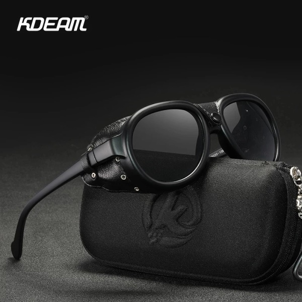 KDEAM Nya Pilot Solglasögon Steampunk Mirror UV400 Glasögon Män Kvinnor Utomhus körskydd med gratis case C1 Free Case