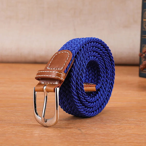 Nytt mode mångsidig canvas män kvinnor bälte metall spänne elastiskt flätat elastiskt bälte hög kvalitet camping fiske män bälten gym Royal Blue 105CM