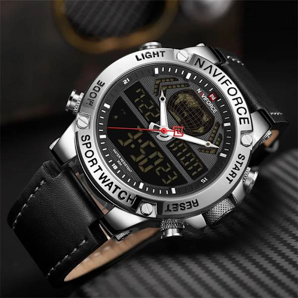 NAVIFORCE Lyx Herr Sportklockor Militär Vattentät Digital Alarm Chronograph Quartz Armbandsur Manklocka Relogio Masculino GBLBNBOX
