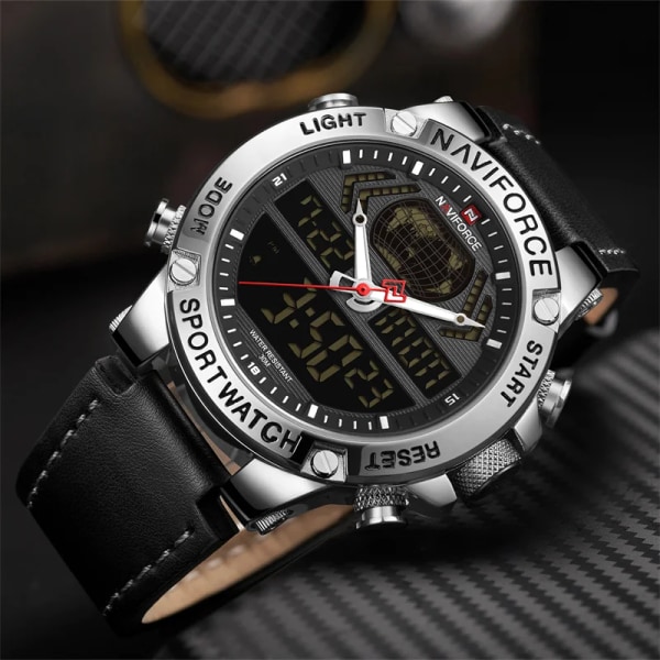 NAVIFORCE Lyx Herr Sportklockor Militär Vattentät Digital Alarm Chronograph Quartz Armbandsur Manklocka Relogio Masculino RGBDBNBOX