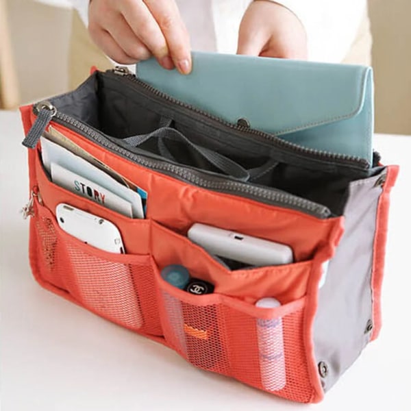Organizer Insatsväska Vikbara förvaringsväskor Handväska Reseinlägg Filt Organizer Handväska 2022 Fashion Tote Kosmetiska väskor Badrum orange