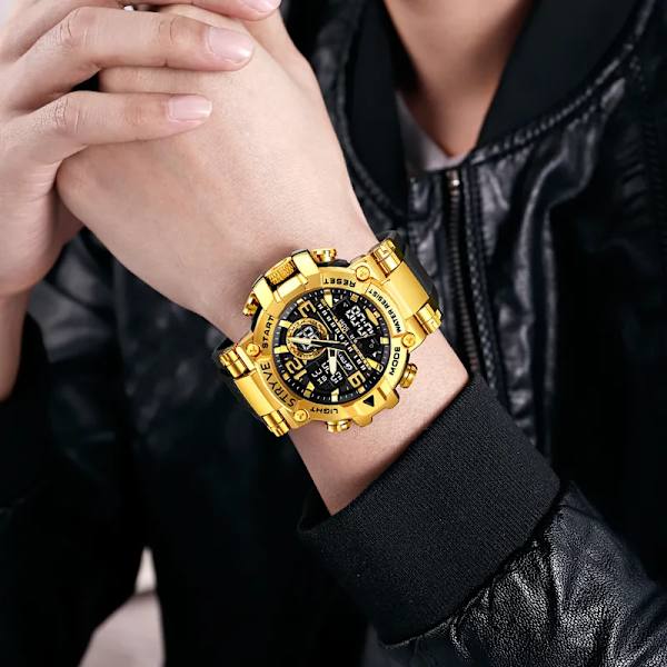Ny STRYVE- watch för män Digital-Analog Dual Movement Calendar Week Vattentäta klockor Mode Sport Herrarmbandsur 8025 Army Green