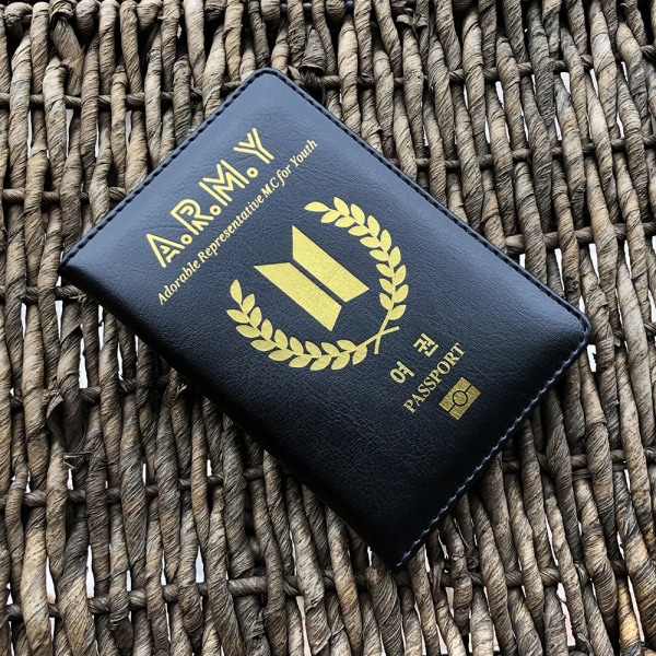 Korea Army Kingdom Kpop Passport Cover Tillbehör Underhållning Fan K-pop Passport Holder Militär Black