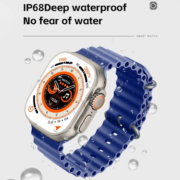 LEMFO Smart Watch Ultra Series 8 NFC Smartwatch Herr Dam Bluetooth Call IP68 Vattentät trådlös laddning 2 tums HD-skärm Orange nylon(.431) 44mm Ultra(.431)