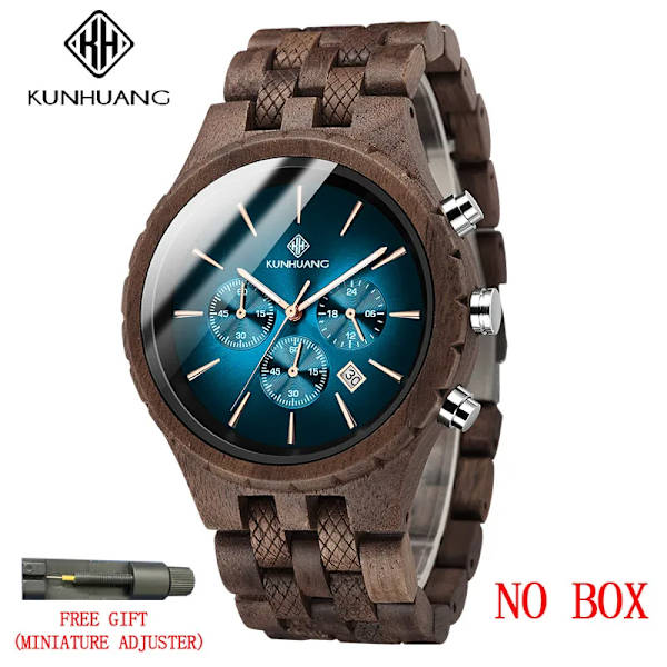 KUNHUANG Handgjord watch multifunktionsurtavla watch Lyxig lysande kronograf Custom Logo relógio masculino Brown no box