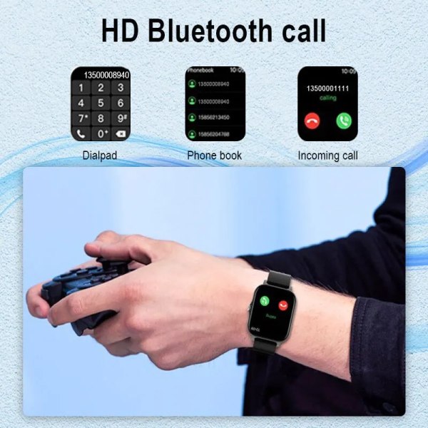 Smart Watch Bluetooth Call Dial Information Push 1,69 Pekskärm Multi Sport Mode Weather Custom Dial Sportarmband Gold