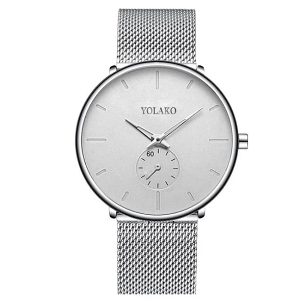 2023 Herrmode Minimalistiska Klockor Herr Business Casual Quartz Watch Simple Man Rostfritt stål Mesh Band Klocka reloj hombre Mesh Silver White