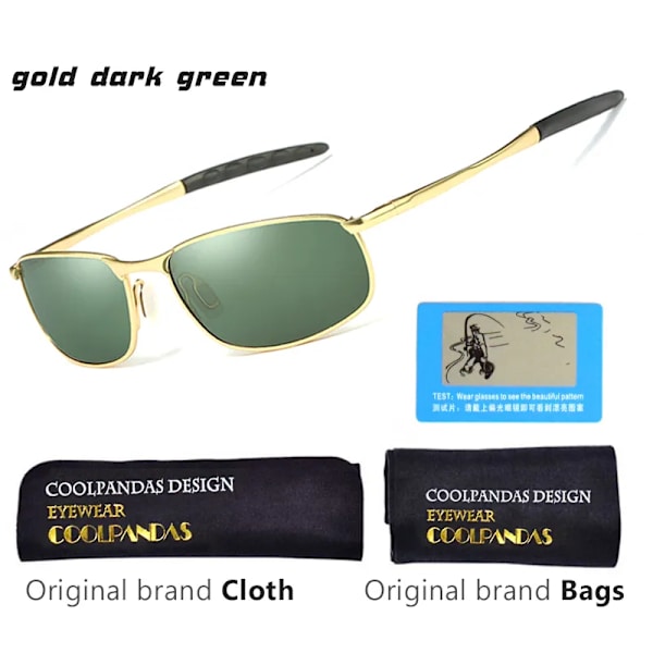 CoolPandas 2022 polariserade solglasögon Herr Märkesdesigner Liten lins Solglasögon Herr Solglasögon för körning gafas oculos de sol UV400 gold green Polarized lens