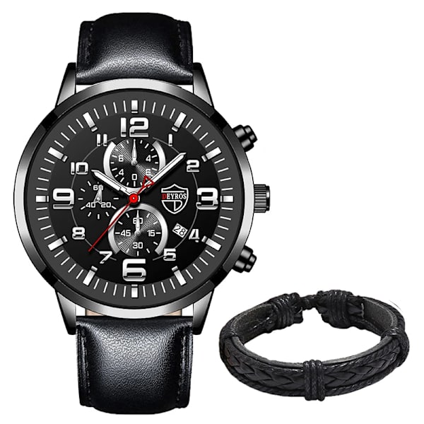 Herrklockor Rostfritt stål Läder Kvarts Armbandsur Man Business Watch Watch Datum Lysande Man Casual Armband Klocka As shown 11