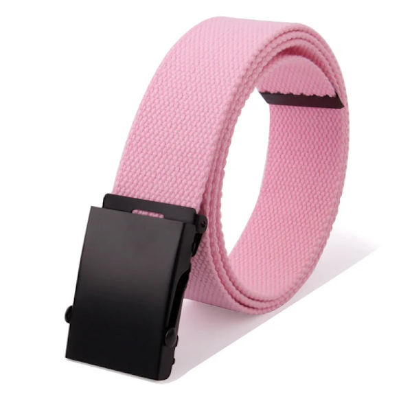 ny högkvalitativ canvasbälte män/kvinnor unisex jeansbälten metallrulle lyxiga automatiska spänne canvasväv midjebälten pink 85cm