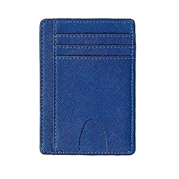 Män Minimalistisk Slim Korthållare Mikrofiber Läderkort Plånbok Line Ultra Tunn Mini Liten Rfid ID-korthållare Handväska Man Kvinnor Crisscross Blue