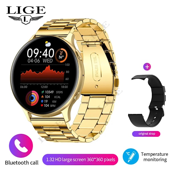 LIGE Bluetooth Call Smart Watch Dam Herr 1.32 \ Alloy 01 Bluetooth call watch