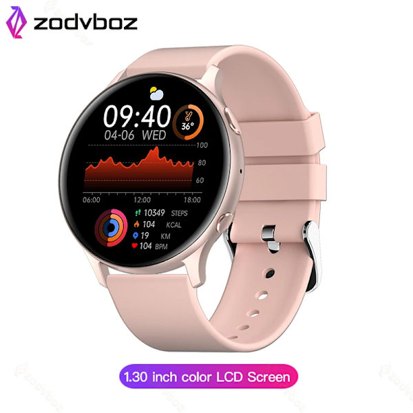 OLED Mode Smart Watch Dam Puls Blodtryck Multifunktionell Watch Herr Kvinna Vattentät Smartwatch Kvinnor Pink