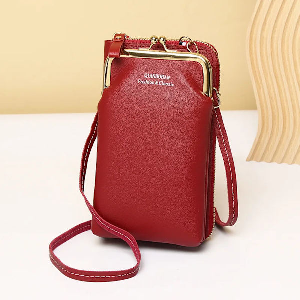 Ny Clip Designer Telefonficka Axelväska för Kvinnor Mjukt Pu Läder Kvinna Små Crossbody Väskor Dam Messenger Handväska Handväska Red