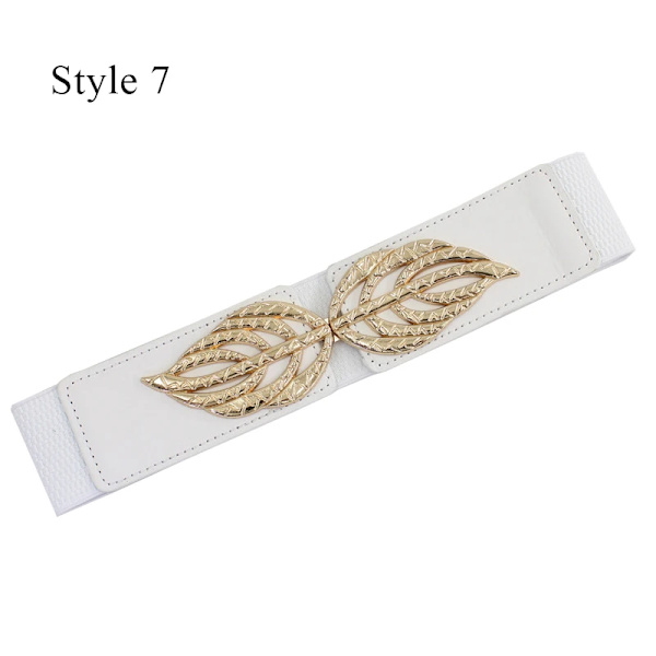 65 cm Klassisk svart korsett Elastiska bälten för kvinnor blad Metallspänne Stretchbälte Cummerband Bred bälte Klänning Kappa Midjeband style 7 one size