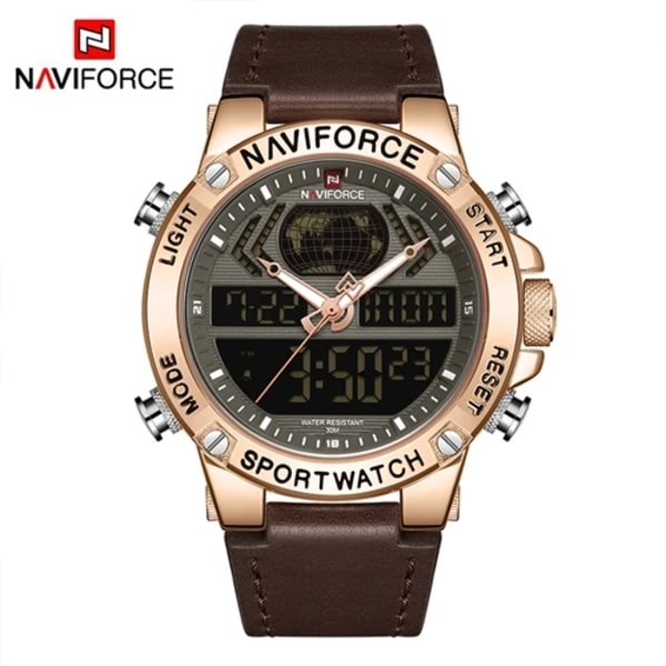 NAVIFORCE Lyx Herr Sportklockor Militär Vattentät Digital Alarm Chronograph Quartz Armbandsur Manklocka Relogio Masculino RGBDBN