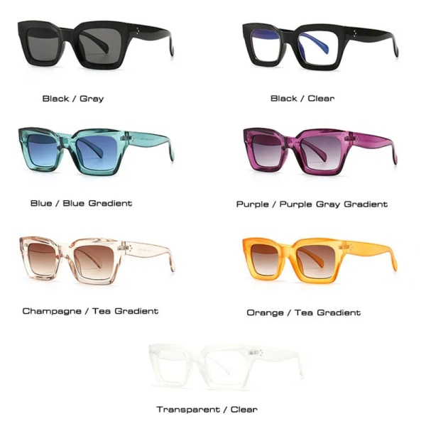 SO&EI Mode Cat Eye Solglasögon Dam Märkesdesigner Retro Fyrkantig Blå Lila Glasögon Kvinnliga Naglar Solglasögon Skärmar UV400 Män Purple