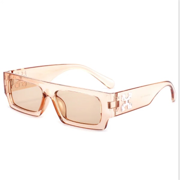 Nya hip hop snöflinga glasögon uv400 lyxkvalitet män fyrkantiga bågar solglasögon kvinna fritid padda spegel vintage solglasögon Beige Other