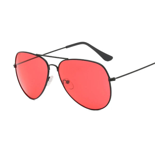 Klassiska Pilot Solglasögon Kvinna Mode Märke Designer Solglasögon Man Mans Färgglad Spegel Flyg Metallram Köra Oculos Black Red