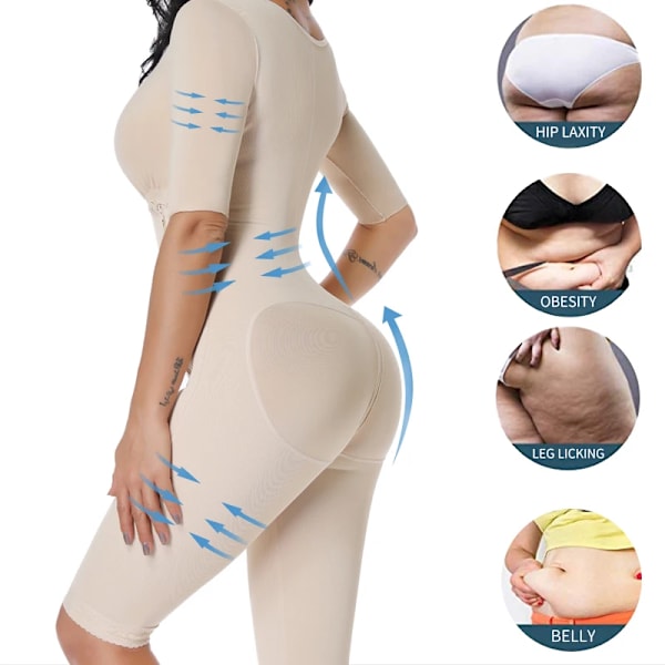 Helkroppsformare Kvinnor Body Shapewear Magformare Magen Smalare Fast kontroll Slida Fajas Dragkedja Gaine Post Partum Black M