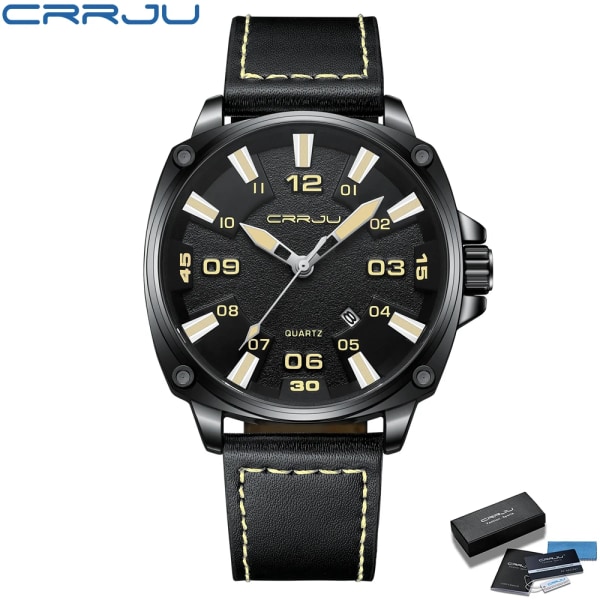 CRRJU Herrklockor Toppmärke Lyx Mode & Casual Business Quartz Watch Date Vattentät armbandsur Hodinky Relogio Masculino BY-BOX