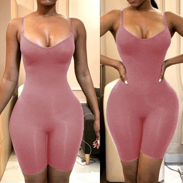 Body Shaper Fajas Colombianas Seamless Dam Bodysuits Slimming Waist Trainer Shapewear Push Up Butt Lifter Magkontroll Korsett pink with shorts L