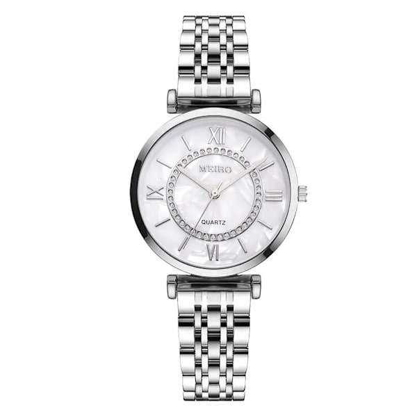 Lyxiga Kristall Kvinnor Armband Klockor Toppmärke Mode Diamant Dam Quartz Watch Stål Dam Armbandsur Montre Femme Relogio Silver