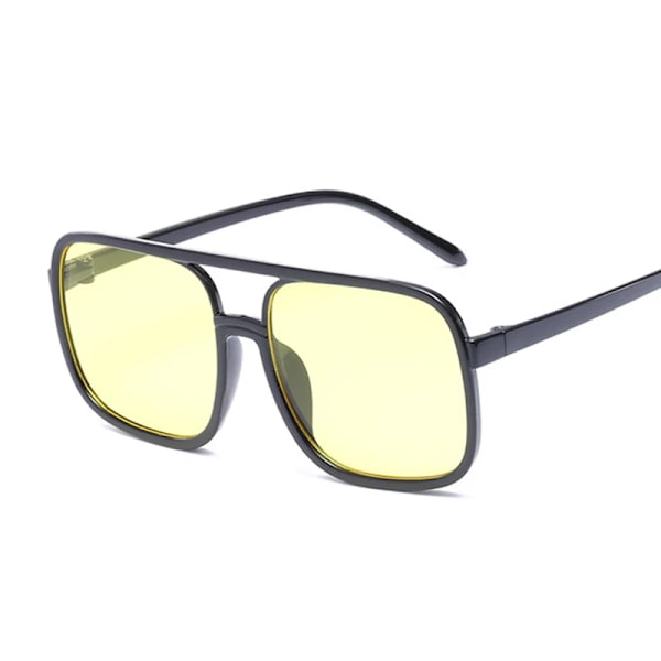 Svart fyrkantig överdimensionerade solglasögon Kvinna Stor båge Rosa solglasögon Kvinnlig Spegel Oculos Unisex gradient Hip Hop nyanser Black Pink