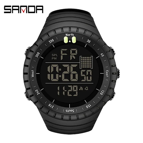 SYNOKE Army Green Casual Watch Herr Sportklockor utomhus Vattentät LED Elektronisk Digital Armbandsur Klocka reloj hombre 2022 Update Black A