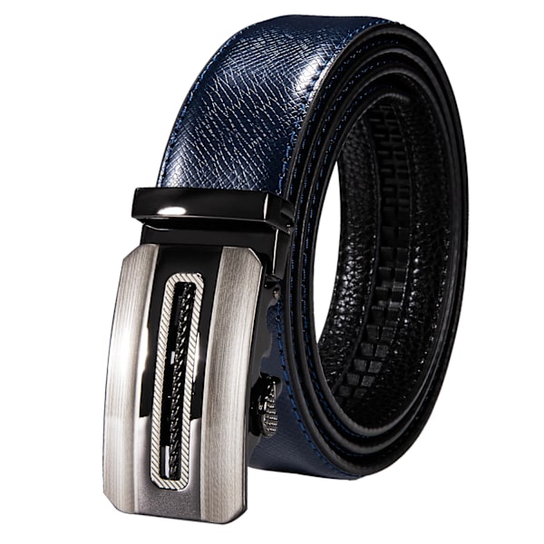 Högkvalitativt märke herrbälten blå koläder Automatiska spännen Spärr midjeband Bälte för män Klänning Jeans Kostym Byxor Present 2241DME 130cm