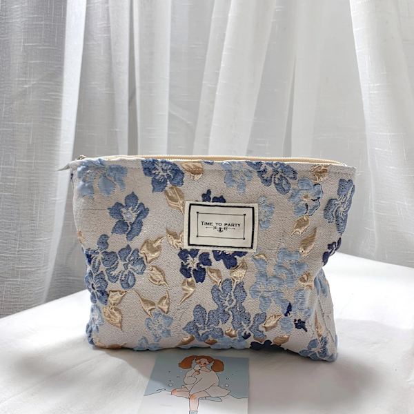 Canvastyg Damkosmetikväska Dam Clutch Nytt blommiga sminkväskor Rese sanitetsbinda Organizer Förvaringspåse G