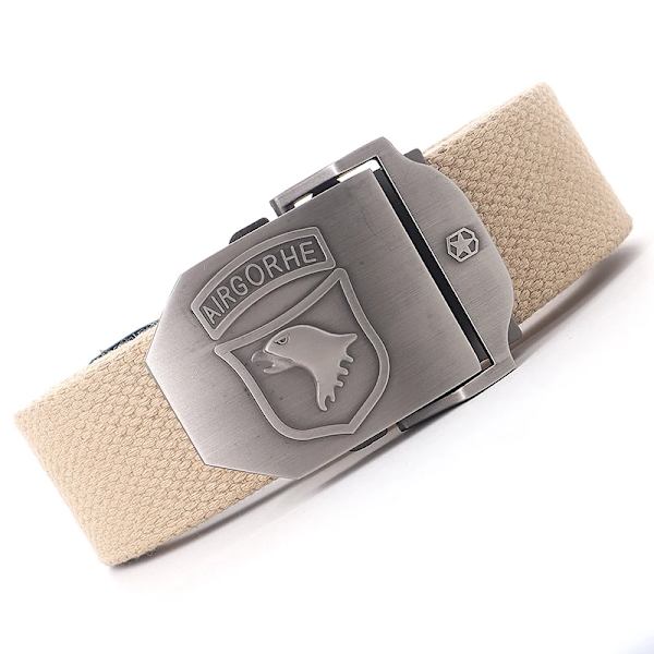 Canvas militärt taktiskt bälte män Hög kvalitet brett metall slät spänne bälte Byxor Tillbehör Ny unisex utomhusträningsbälte khaki belt 110cm