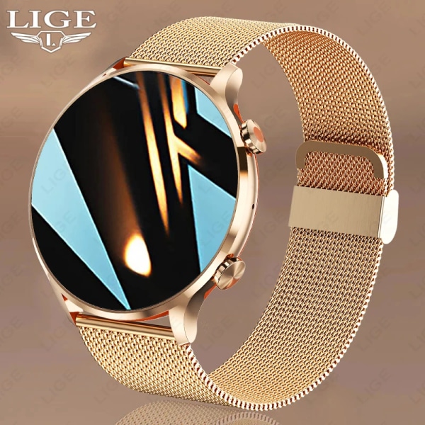 LIGE Ny Bluetooth Call Smart Watch Dam Fysiologisk funktion Sport Fitness Armband Vattentät Bluetooth Call Smartwatch Herr steel strip gold(.1567) Body temperature(.1567)