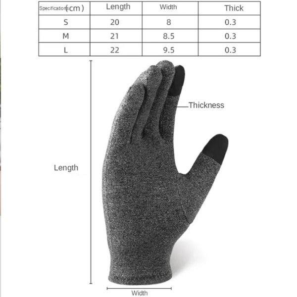 Vinterhandskar Thermal pekskärm Thermal vindtät varma handskar 1st Artrithandskar Kvinna Reumatoid magnetterapihandske style3 gray S