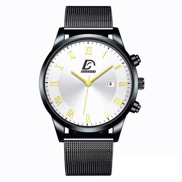 Minimalistiska herrklockor Lyxigt rostfritt stål Mesh -bälte Quartz Watch 2022 Herr Business Casual Sportklocka Mesh Black White