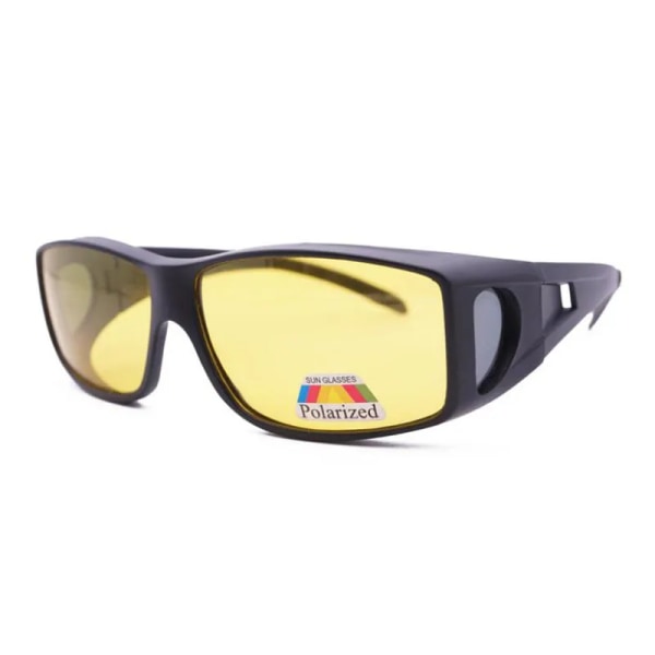 Ny polariserad lins för män Körning Fiske Solglasögon Cover För Myopia Glasögon Flip Polaroid Solglasögon Oculos De Sol Masculino black frame yellow