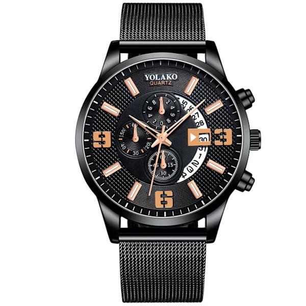 Mode Herrklockor Watch rostfritt stål Mesh Bälte Kvartsklocka Herr Business Casual Läderarmband Watch relogio masculino As Shown 13