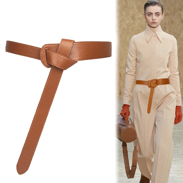 Breda korsettbälten för kvinnor Lång knut Mjukt Pu-läder Dam Midja Plus Size Klänning Bälte Kvinna Cummerbunds Designer midjeband coffee belt 118x3.8cm