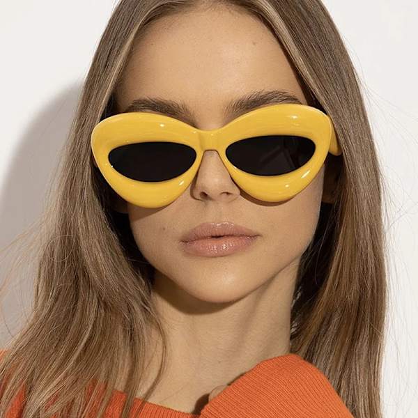 SO&EI Retro Cat Eye Candy Färg Solglasögon Dammodemärke Designer Ovala linsskydd UV400 Män Gul Rosa Solglasögon Orange tea As the picture