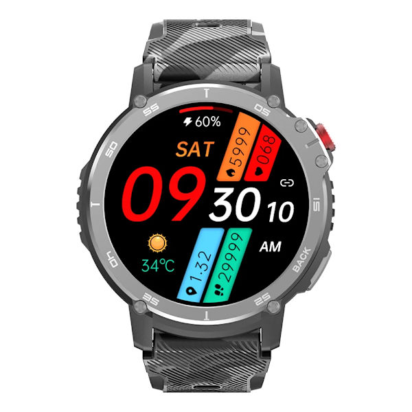 LEMFO C22 Smart Watch Herr 4GB ROM IP68 Vattentät Smartwatch Bluetooth Call BT5.0 400Mah 1,6 tums HD-skärm 35 dagars standby Silver 22mm