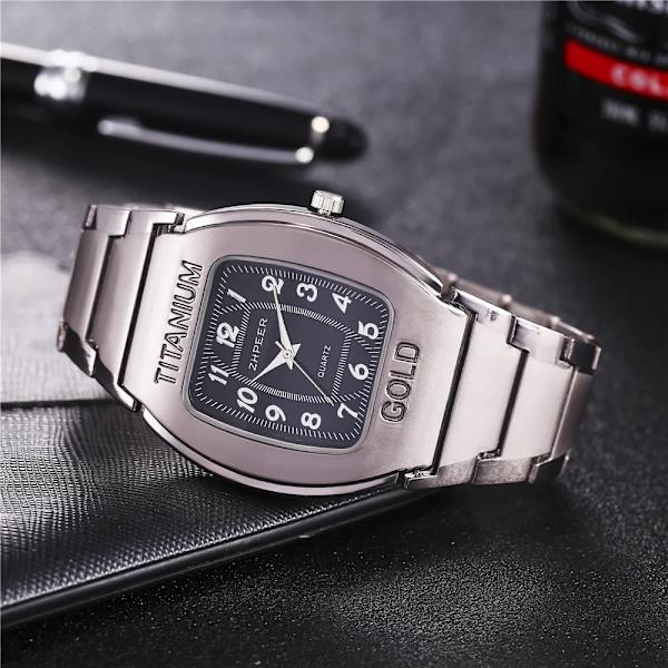 Watch herr titanlegering business casual stålbältesklocka Watch Toppmärke Lyx handled relogio masculino black