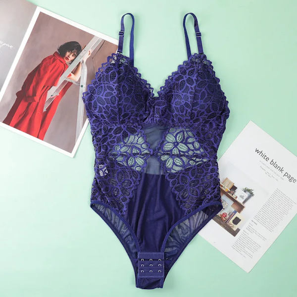 Jerrinut Sexig Korsett Dam Underkläder Body Transparent Spets Mesh Korsett Topp Underkläder Smal midja Bustier Push Up Corselet navy