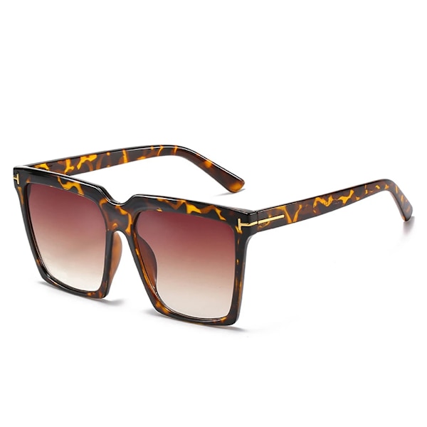 MUSELIFE Fashion Square Solglasögon Designer Lyxiga Dam Cat Eye Solglasögon Klassiska Retro Glasögon UV400 2-Leopard-Tea As Picture